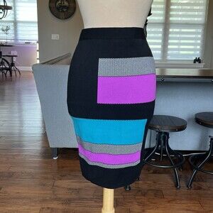 Per Se Colorblock Pencil Skirt Fits Size Small Altered from M Wiggle Straight